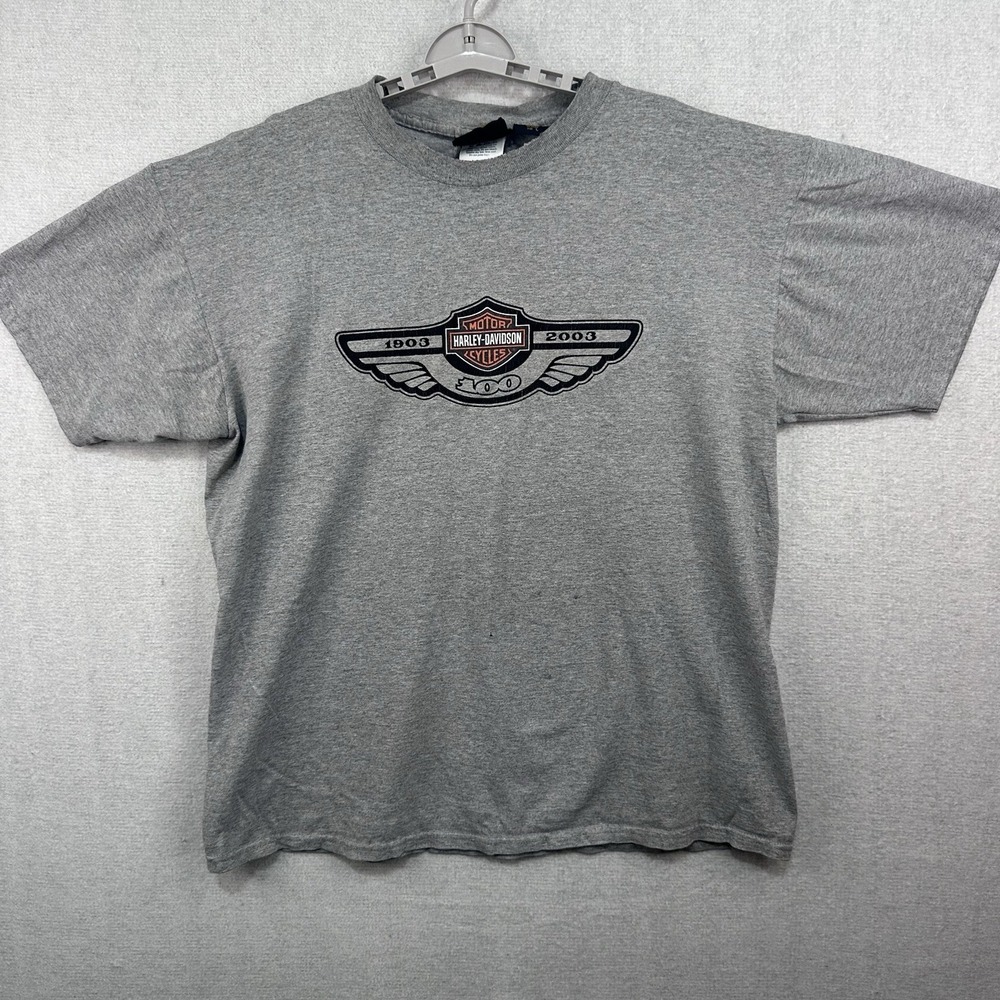 Vtg Harley Davidson 100th Anniversary Graphic T-Shirt Men's Large *flawed*